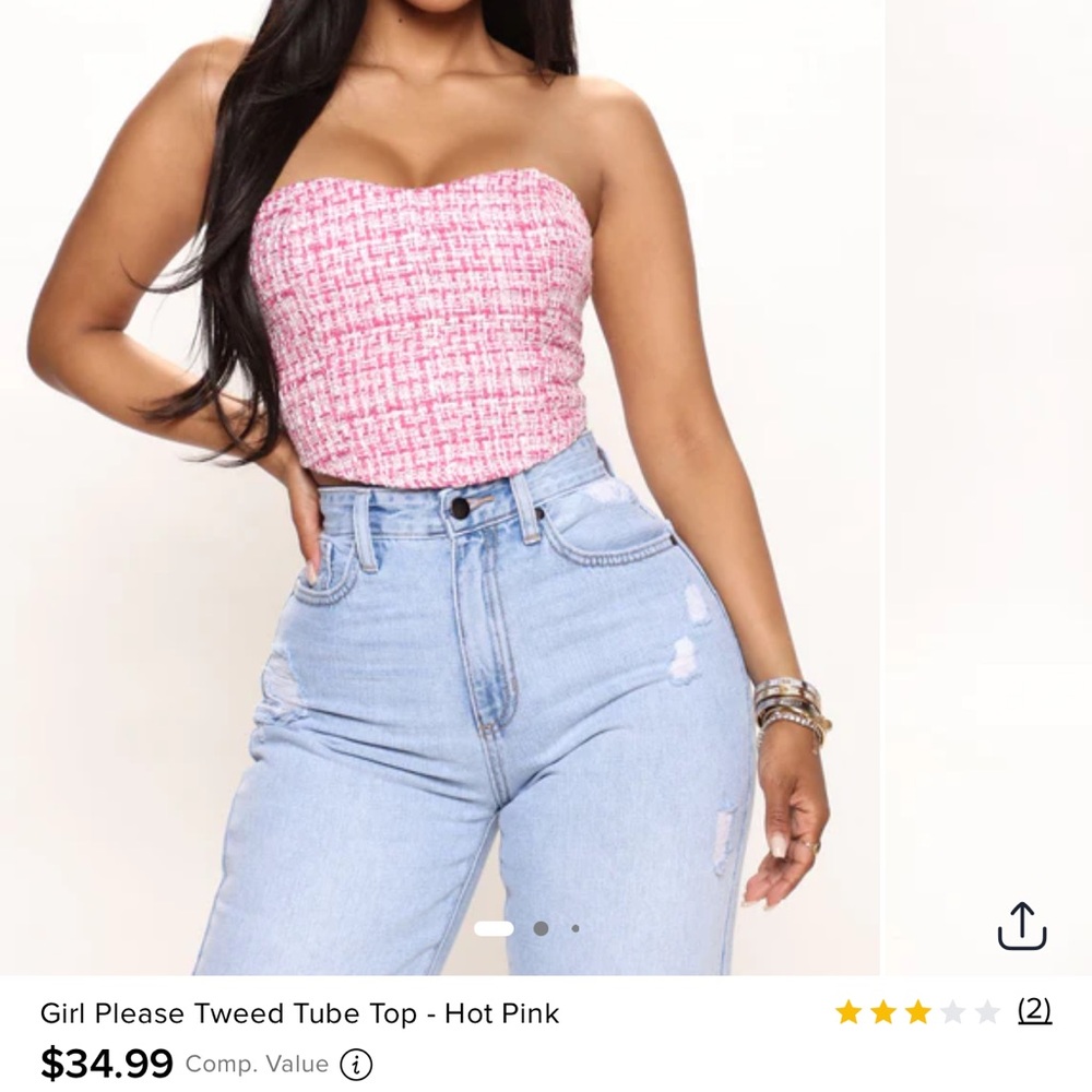 Fashion Nova Pink and White Tweed Bustier - Picture 6 of 8